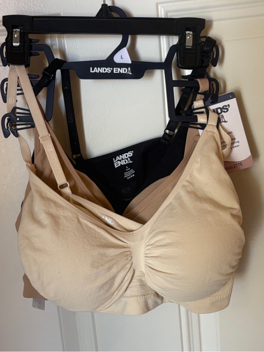 3- Lands' End Ever Soft Bralette in Beige, Cream and Black